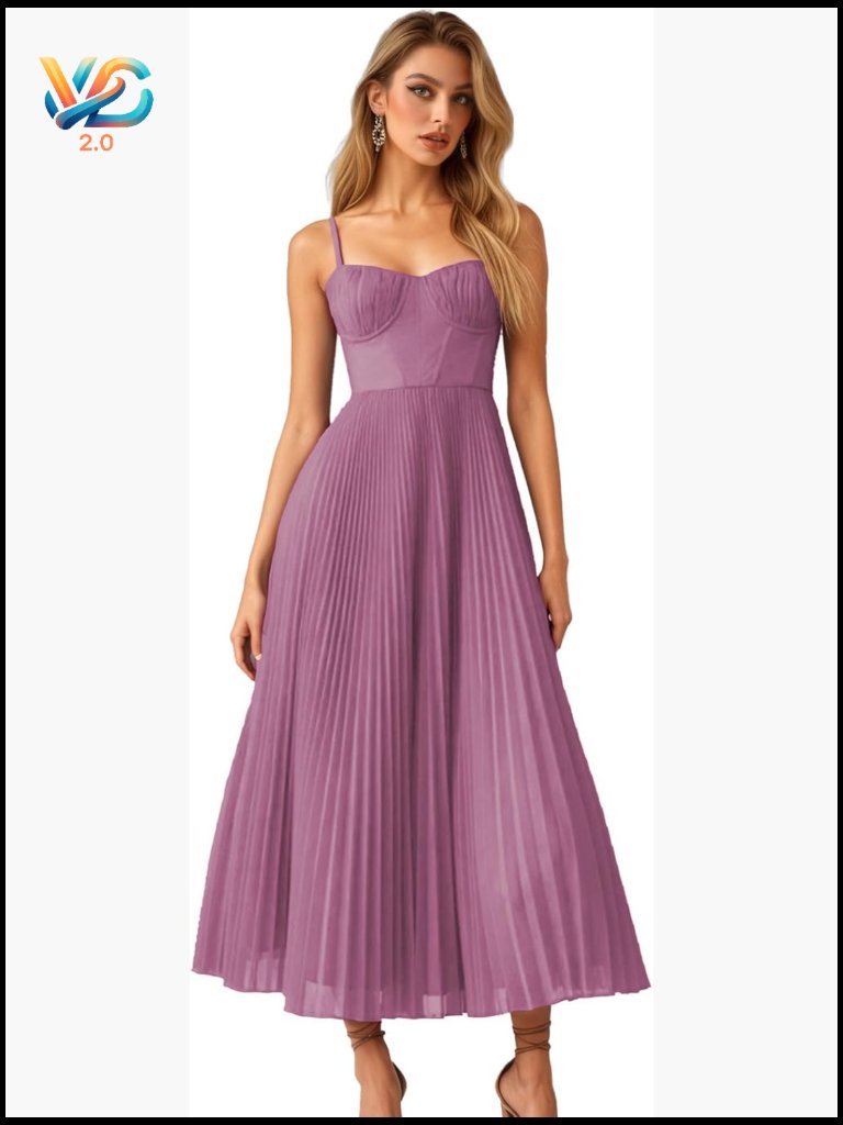 Pleated A-Line Ruched Sleeveless Prom Dress Backless Spaghetti Strap Party Gown